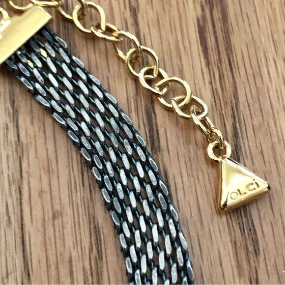 Liz Claiborne | Two-Tone Mesh Collar Necklace | 16” Adjustable - Picture 4 of 4